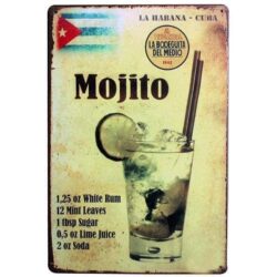 plaque métal vintage mojito