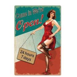plaque métal vintage pin up 24/7