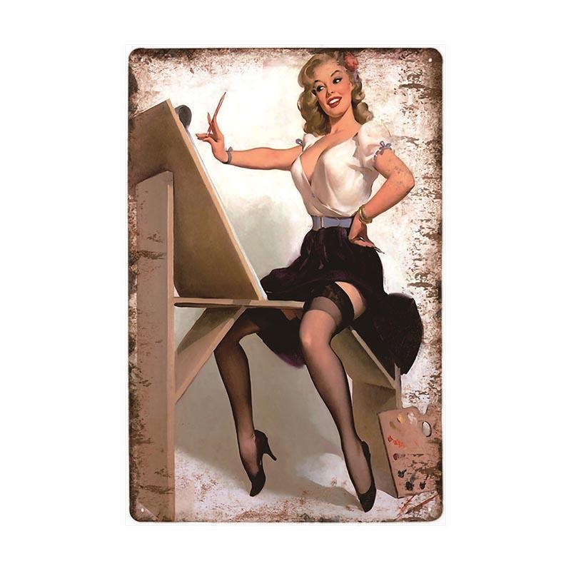 metal plate vintage pin up artist metal plate vintage pin up artist