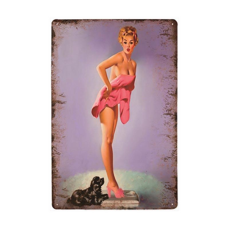 vintage metal plate pin up balance vintage metal plate pin up balance