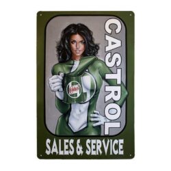 vintage metal plate pin up castrol