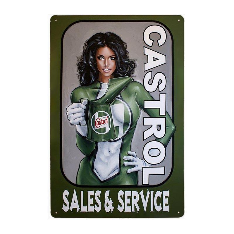 plaque-metal-vintage-pin-up-castrol Plaque Métal Vintage Pin-up Castrol