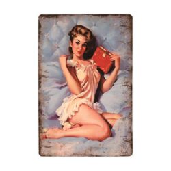 vintage pin up diary metal plate
