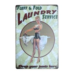 metal vintage pin up laundry plate
