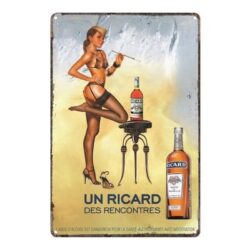 plaque métal vintage pin up ricard