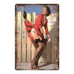 metal sign vintage pin up red