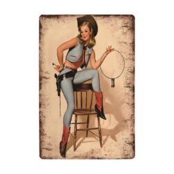vintage pin up sherif metal plate