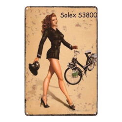 metal plate vintage pin up solex