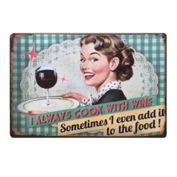 Plaque Métal Vintage Pin-up Vin
