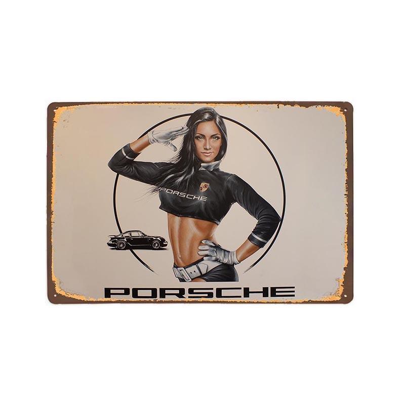 vintage porsche pin up metal plate vintage porsche pin up metal plate