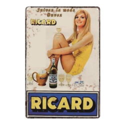 metal plate vintage ricard pin up
