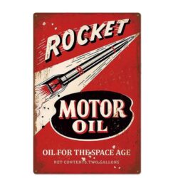 vintage rocket motor oil metal plate