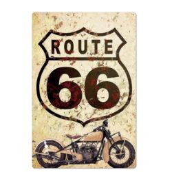 Plaque Métal Vintage Route 66 Moto