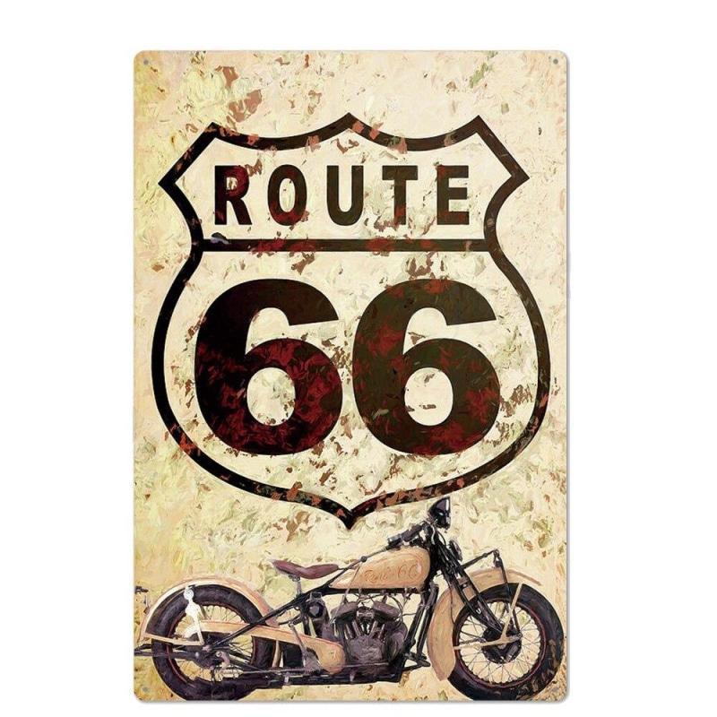 plaque-metal-vintage-route-66-moto Plaque Métal Vintage Route 66 Moto