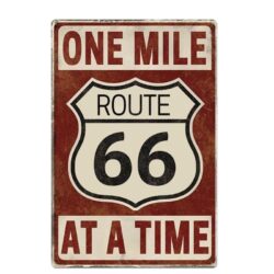Plaque Métal Vintage Route 66 One Mile At A Time