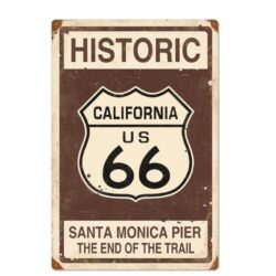 Plaque Métal Vintage Route 66 Santa Monica