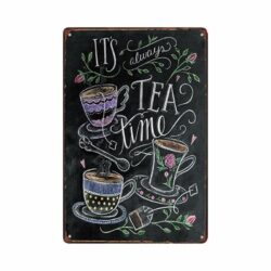 Plaque Métal Vintage Tea Time