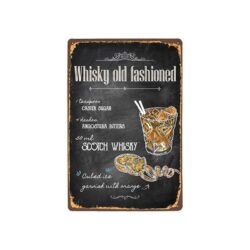 Plaque Métal Vintage Whisky Old Fashioned