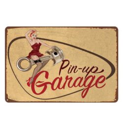 metal plate vintage pin up garage