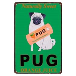 vintage pug metal plate