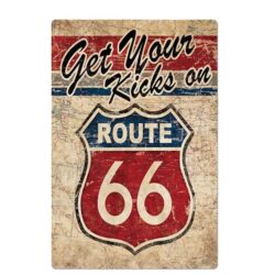 Plaque Métal Vintage <br> Route 66 US
