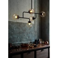 suspension métal noir et verre