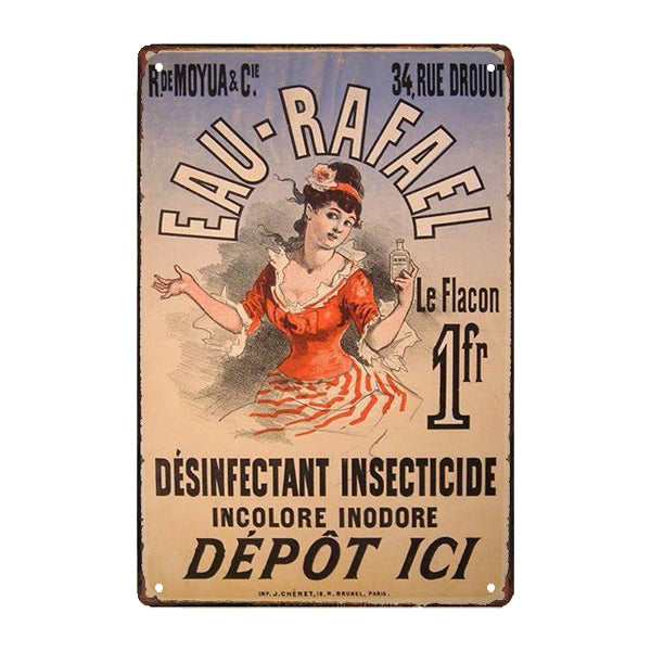 ancienne-plaque-publicitaire-eau-rafael-1fr-le-flacon ancienne plaque publicitaire eau rafael 1fr le flacon