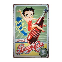 plaque métal betty boop coca cola