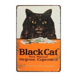 plaque métal black cat