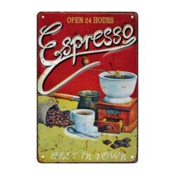 plaque métal café espresso