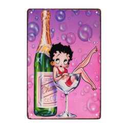 plaque métal champagne betty boop