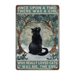 plaque métal chat noir