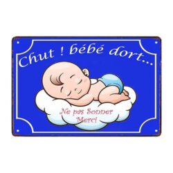 plaque métal chut bebe dort