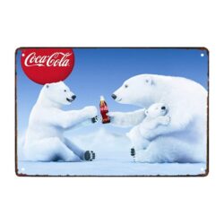 plaque métal coca cola ours blanc