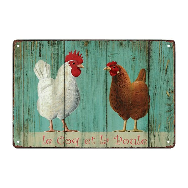 plaque-metal-cuisine-poule-coq plaque métal cuisine poule coq