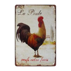 plaque métal déco poule