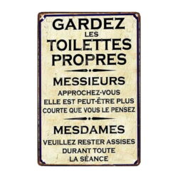 plaque métal déco toilette