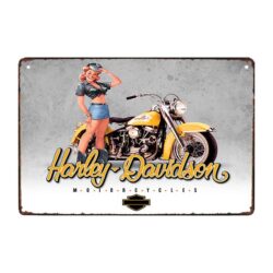 harley pinup metal plate