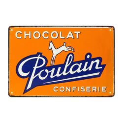 plaque publicitaire chocolat poulain