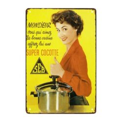 plaque publicitaire cocotte seb
