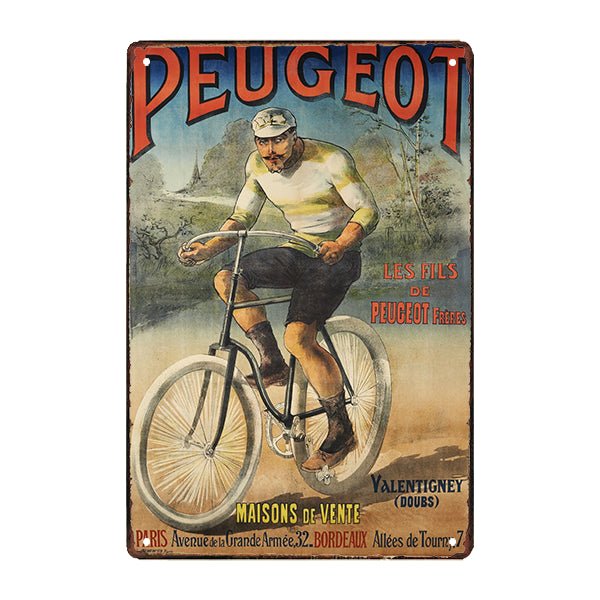 plaque-publicitaire-de-velo-peugeot plaque publicitaire de vélo Peugeot