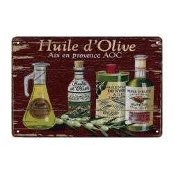 plaque métal huile d'olive
