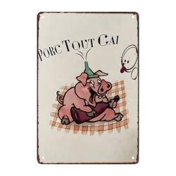 plaque métal humour je suis un porc tout gai