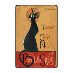 plaque métal le chat noir