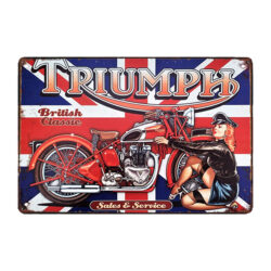 plaque métal moto avec femme dessus