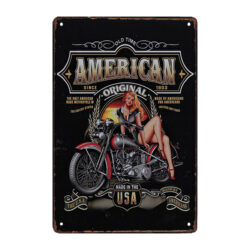 plaque métal moto pin up