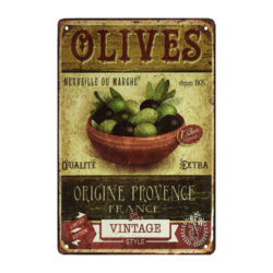 plaque métal olives vertes origine Provence France
