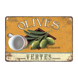 plaque métal olives vertes Provence