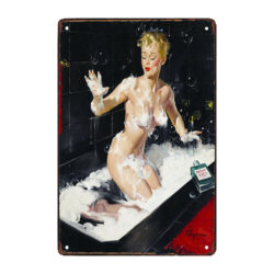 plaque métal pin up années 50 salle de bain