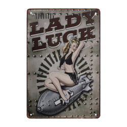 plaque métal pin up aviation
